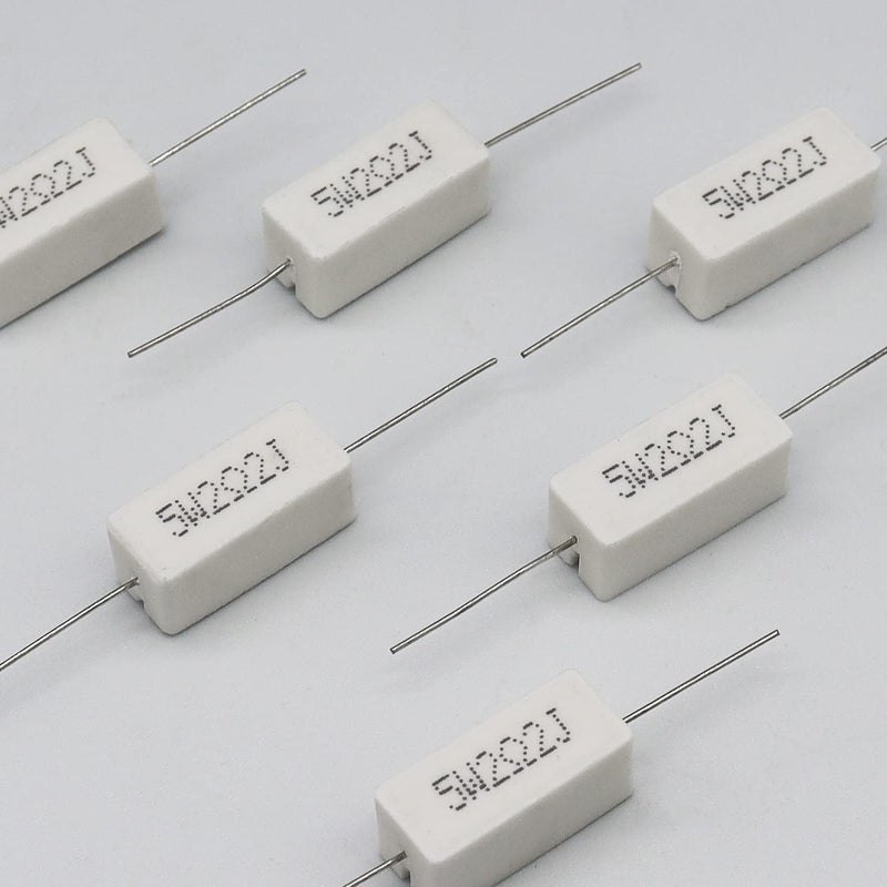 Dimlove Cement Resistor,10 PCS 5W 5% Axial Lead Wire Resistor White Wound Fixed Ceramic Cement Resistors Wirewound Cement Power Resistors Flame Heat Moisture Resistance (5W2.2ΩJ) - Image 5